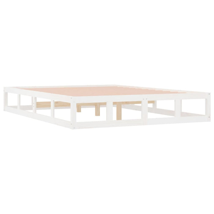 Bed Frame White 150x200 cm 5FT King Size Solid Wood.
