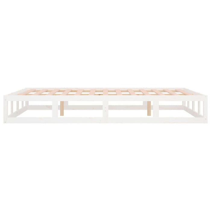 Bed Frame White 150x200 cm 5FT King Size Solid Wood.