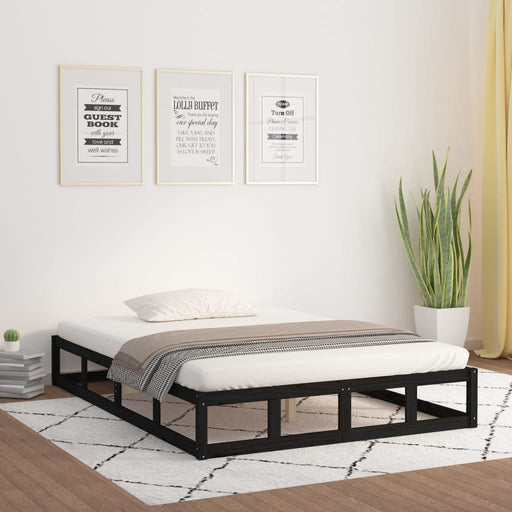 Bed Frame Black 150x200 cm 5FT King Size Solid Wood.