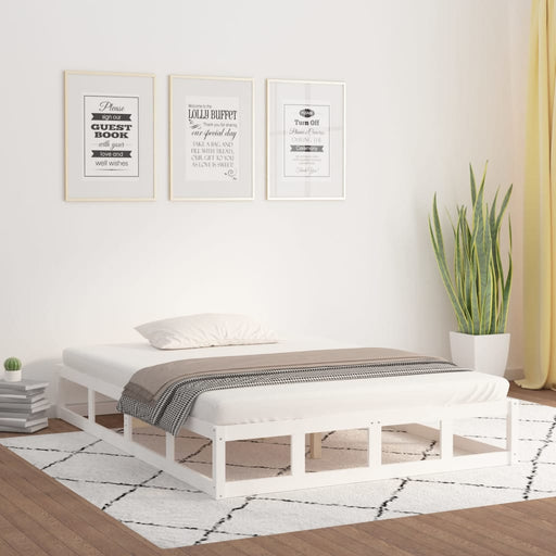 Bed Frame White 160x200 cm Solid Wood.