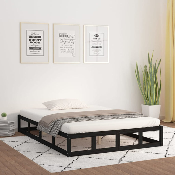 Bed Frame Black Solid Wood 160 cm