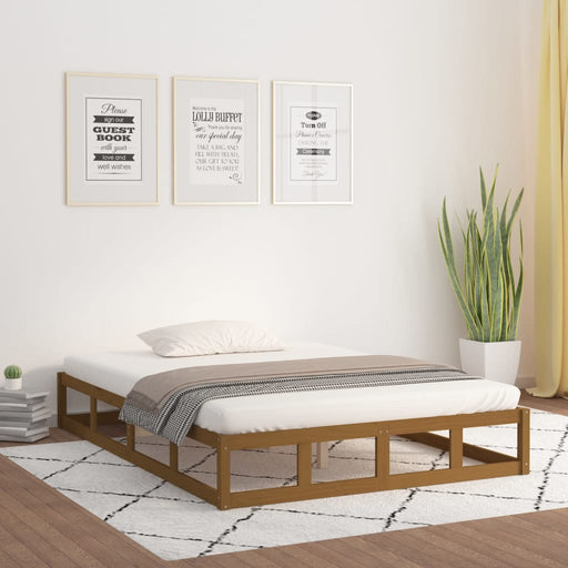 Bed Frame Honey Brown 200x200 cm Solid Wood.