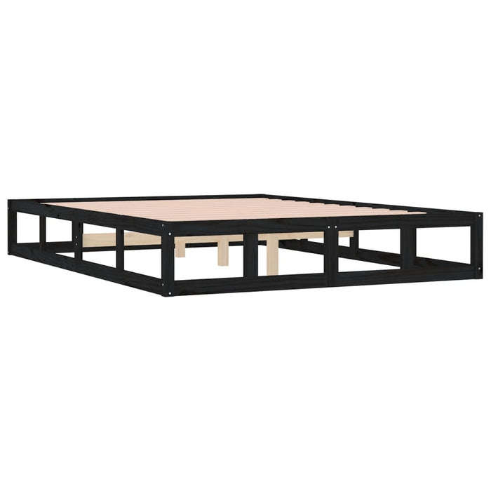 Bed Frame Black Solid Wood 200 cm