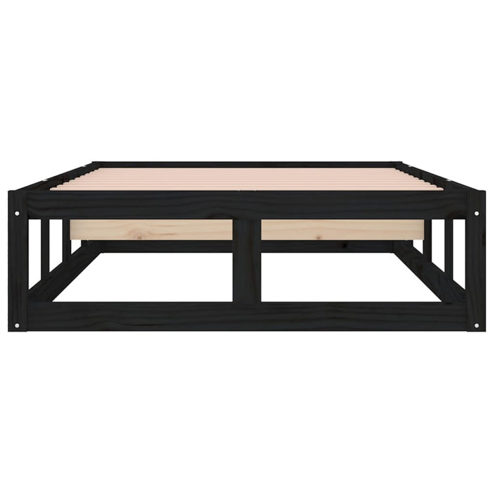 Bed Frame Black 75x190 cm 2FT6 Small Single Solid Wood.