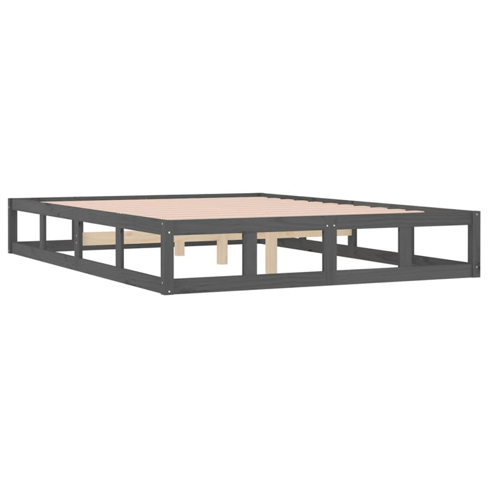 Bed Frame Grey 120x190 cm 4FT Small Double Solid Wood.