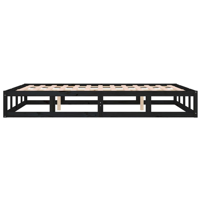 Bed Frame Black 135x190 cm 4FT6 Double Solid Wood.