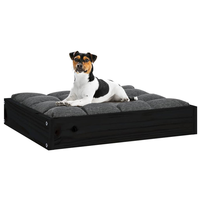 Dog Bed Black 51.5x44x9 cm Solid Wood Pine.