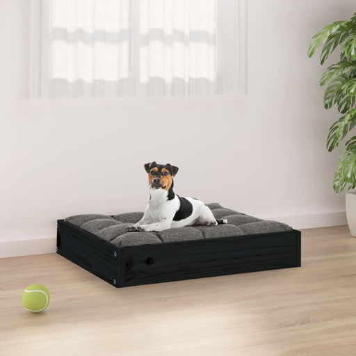 Dog Bed Black 51.5x44x9 cm Solid Wood Pine.