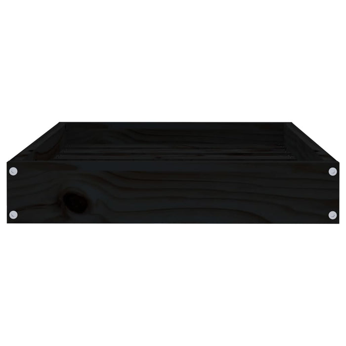 Dog Bed Black 61.5x49x9 cm Solid Wood Pine.