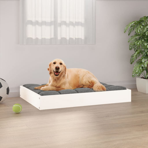 Dog Bed White 71.5x54x9 cm Solid Wood Pine.