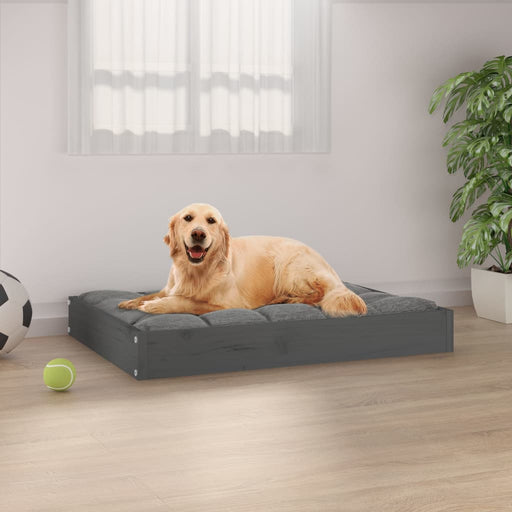 Dog Bed Grey 71.5x54x9 cm Solid Wood Pine.