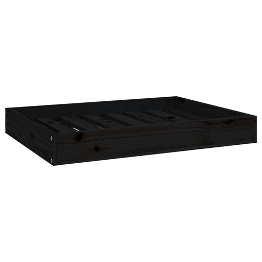 Dog Bed Black 71.5x54x9 cm Solid Wood Pine.