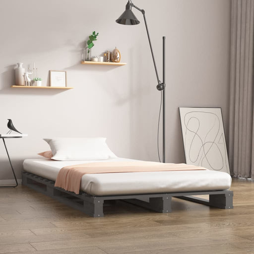Bed Frame Grey 90x200 cm Solid Wood Pine.
