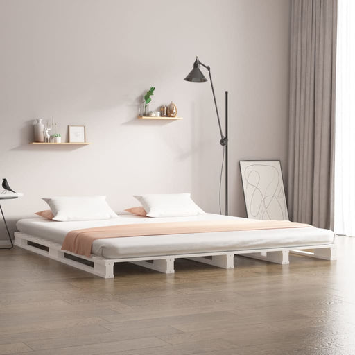 Bed Frame White 150x200 cm Solid Wood Pine 5FT King Size.