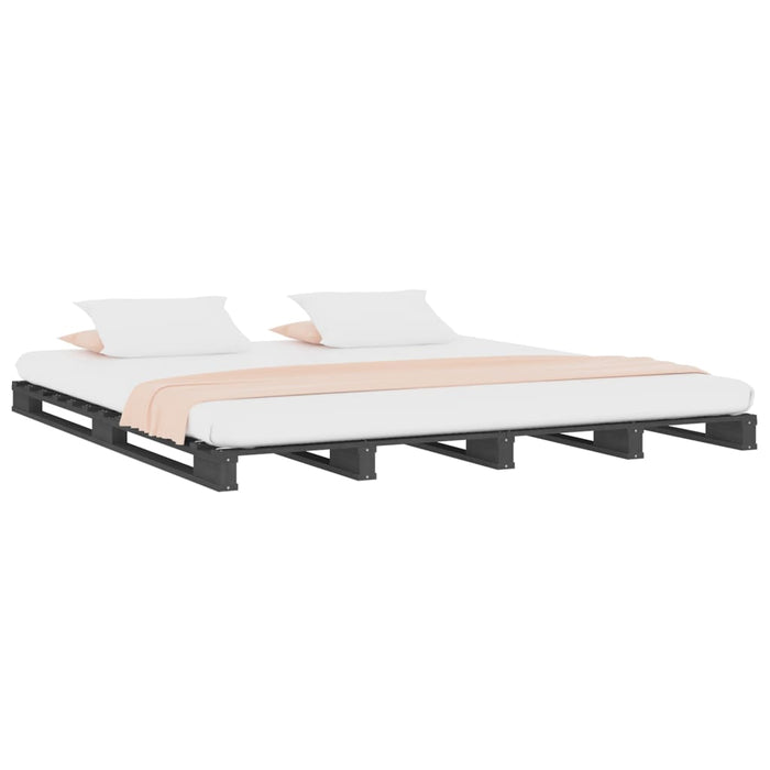 Bed Frame Grey 200x200 cm Solid Wood Pine.