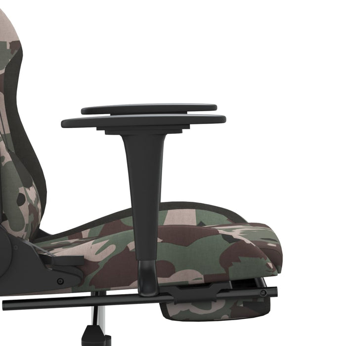 Swivel Gaming Chair with Footrest Black and Camouflage Fabric.