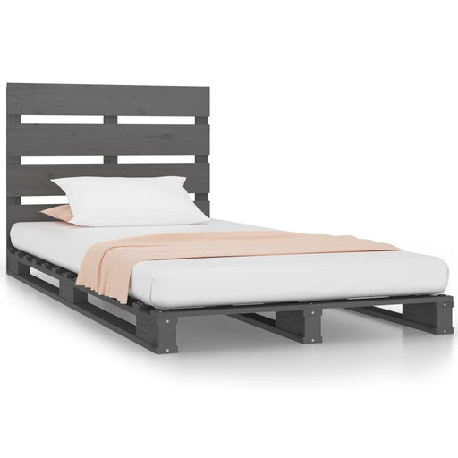 Bed Frame Grey 75x190 cm Solid Wood Pine 2FT6 Small Single.