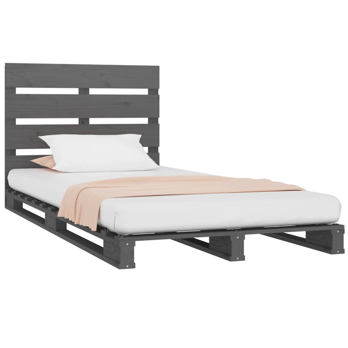 Bed Frame Grey 75x190 cm Solid Wood Pine 2FT6 Small Single.