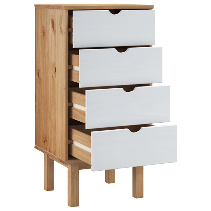 Drawer Cabinet Brown and White 46x39.5x90 cm Solid Wood Pine.