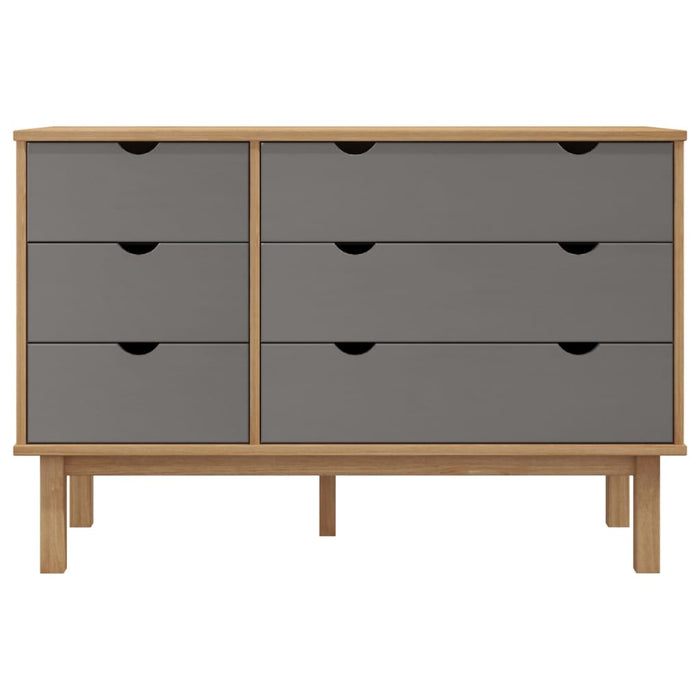 Drawer Cabinet Brown and Grey 113.5x39.5x73 cm Solid Wood Pine.