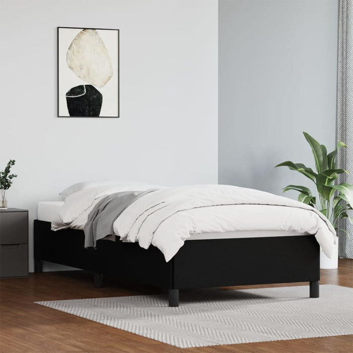 Bed Frame Black 90x190 cm 3FT Single Faux Leather.