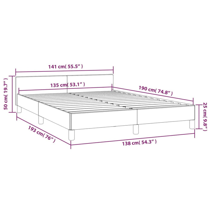 Bed Frame with Headboard Dark Grey 135x190cm 4FT6 Double Fabric.