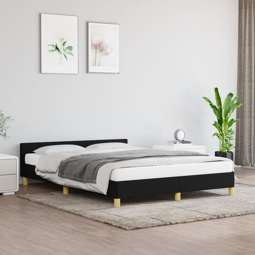 Bed Frame with Headboard Black 135x190cm 4FT6 Double Fabric.