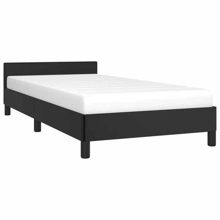 Bed Frame with Headboard Black 90x190cm 3FT Single Faux Leather.