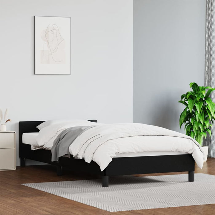 Bed Frame with Headboard Black 90x190cm 3FT Single Faux Leather.