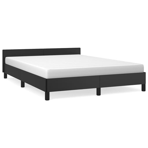 Bed Frame with Headboard Black 135x190cm 4FT6 Double Faux Leather.