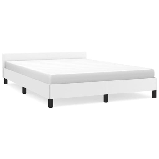 Bed Frame with Headboard White 135x190cm 4FT6 Double Faux Leather.