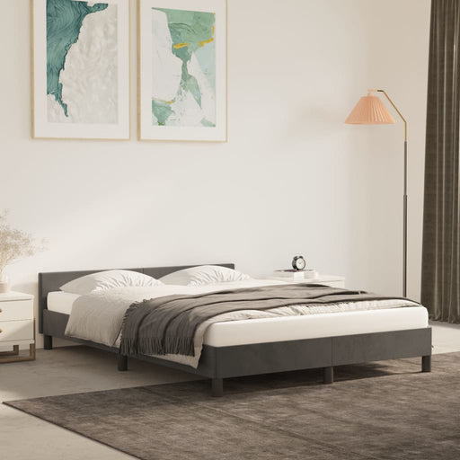 Bed Frame with Headboard Dark Grey 135x190cm 4FT6 Double Velvet.