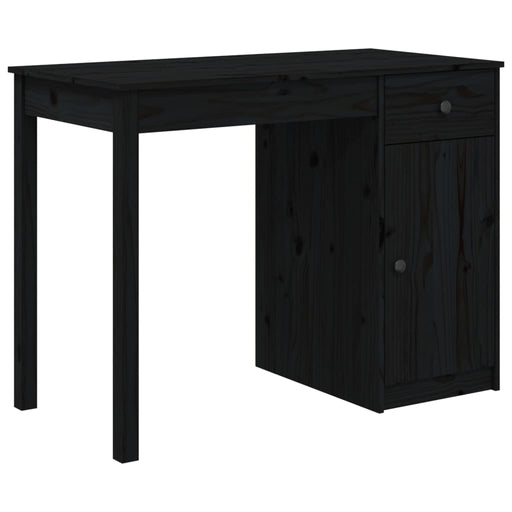 Desk Black 100x50x75 cm Solid Wood Pine.