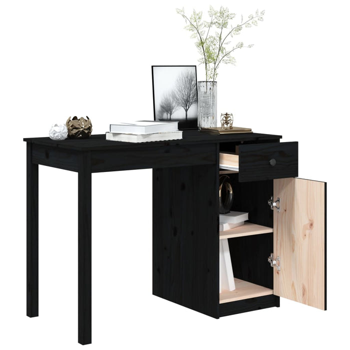 Desk Black 100x50x75 cm Solid Wood Pine.