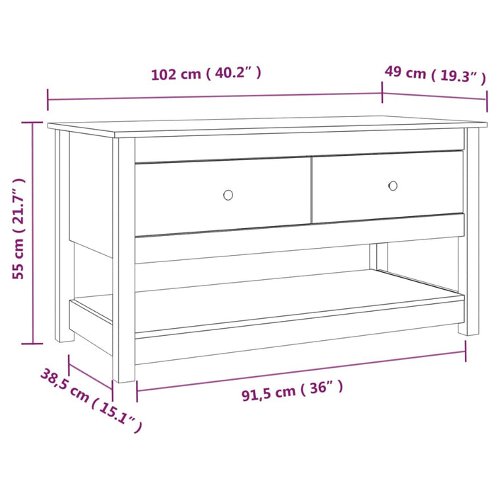 Coffee Table 102x49x55 cm Solid Wood Pine.