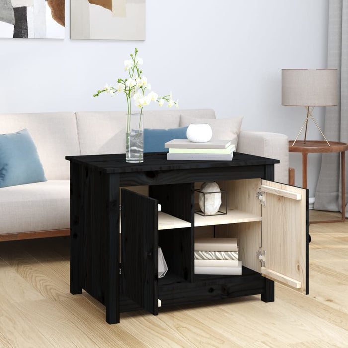 Coffee Table Black 71x49x55 cm Solid Wood Pine.