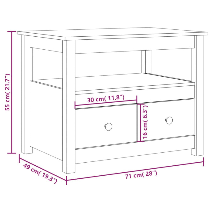 Coffee Table White 71x49x55 cm Solid Wood Pine.