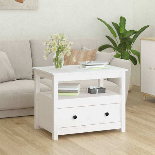 Coffee Table White 71x49x55 cm Solid Wood Pine.