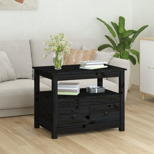 Coffee Table Black 71x49x55 cm Solid Wood Pine.