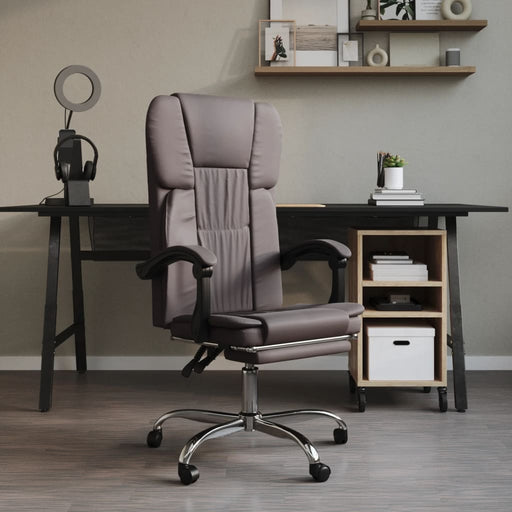 Reclining Office Chair Grey Faux Leather.