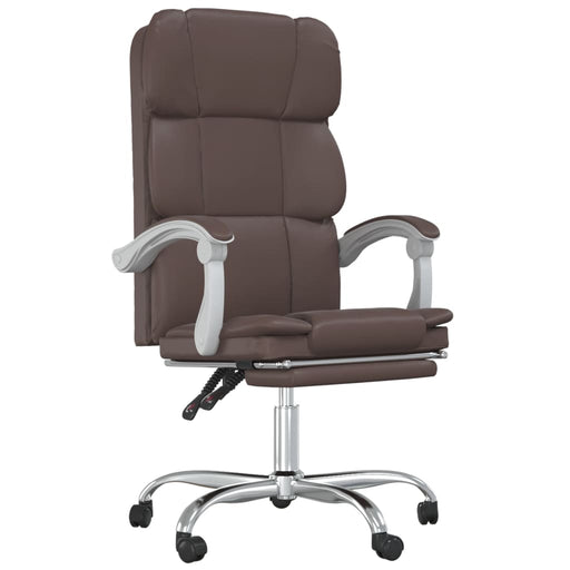 Reclining Office Chair Brown Faux Leather.