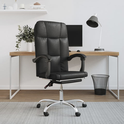 Reclining Office Chair Black Faux Leather.