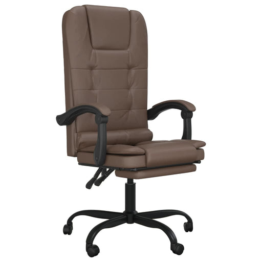 Massage Reclining Office Chair Brown Faux Leather.