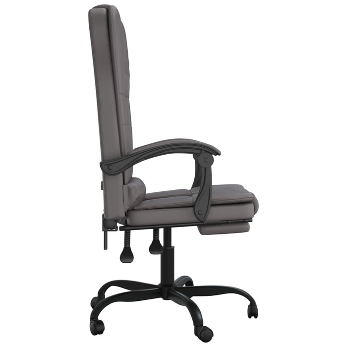 Massage Reclining Office Chair Grey Faux Leather.