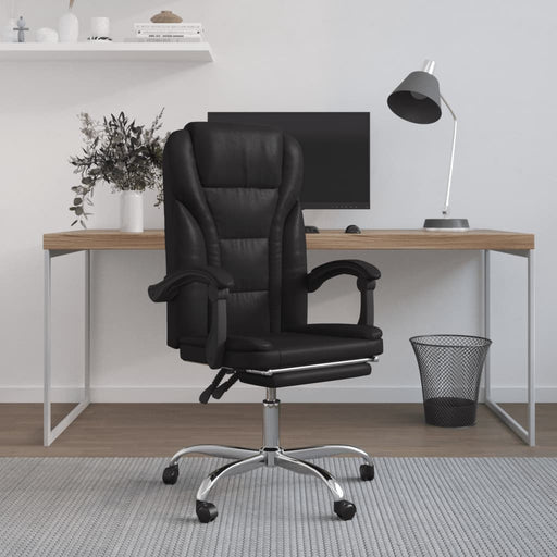 Reclining Office Chair Black Faux Leather.