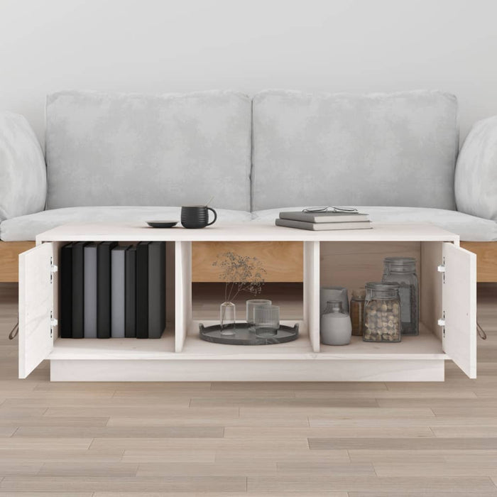 Coffee Table White 100x50x35 cm Solid Wood Pine.