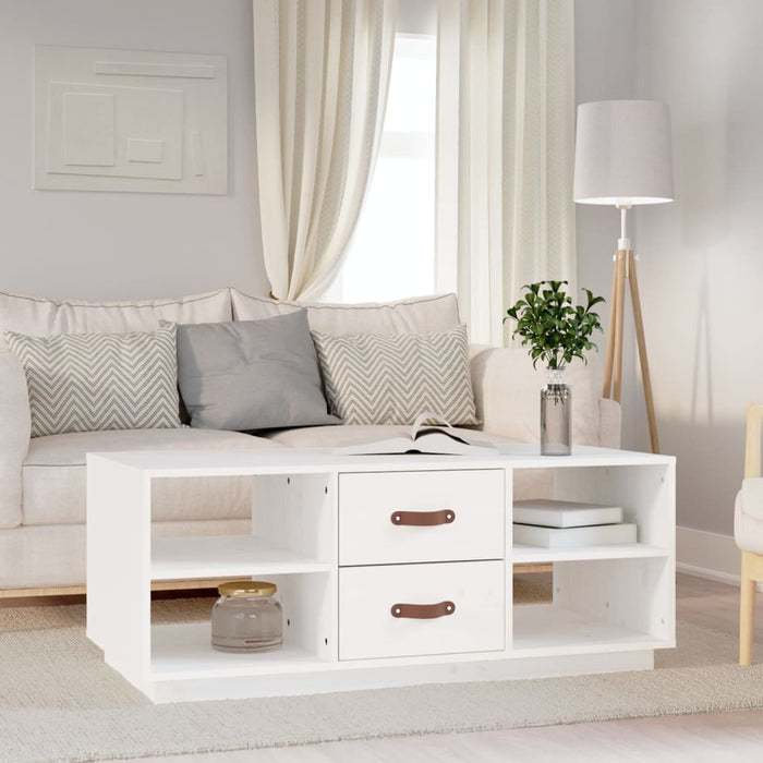 Coffee Table White 100x50x41 cm Solid Wood Pine.
