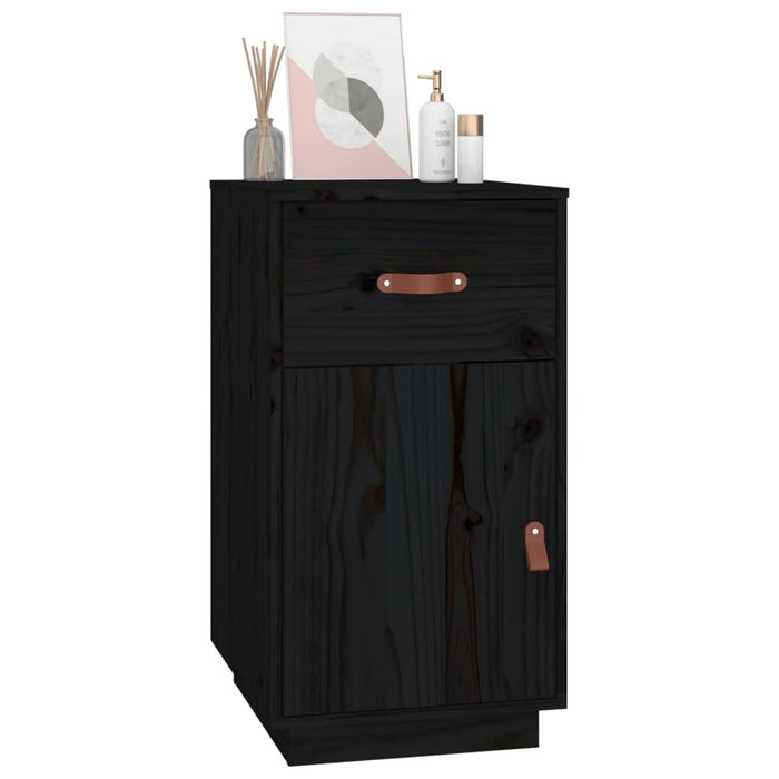 Desk Cabinet Black 40x50x75 cm Solid Wood Pine.