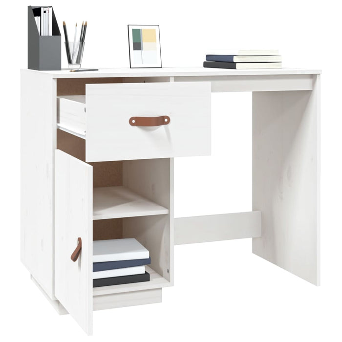Desk White 95x50x75 cm Solid Wood Pine.