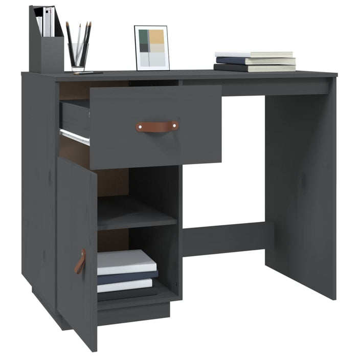 Desk Grey 95x50x75 cm Solid Wood Pine.